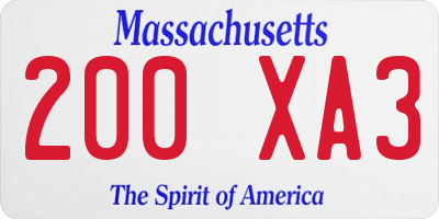 MA license plate 200XA3