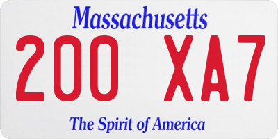 MA license plate 200XA7