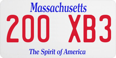 MA license plate 200XB3