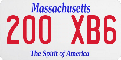MA license plate 200XB6