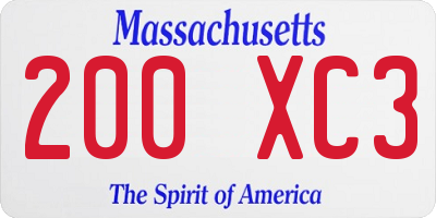 MA license plate 200XC3