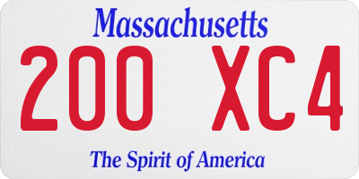 MA license plate 200XC4