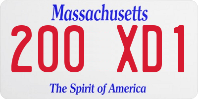 MA license plate 200XD1
