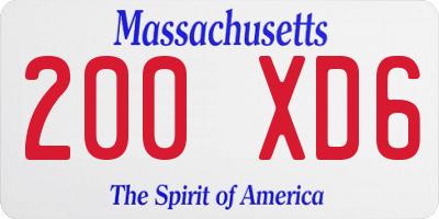 MA license plate 200XD6