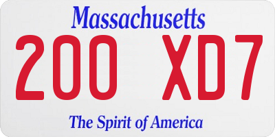 MA license plate 200XD7