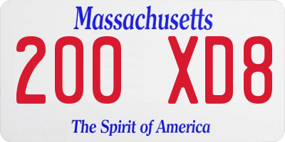MA license plate 200XD8