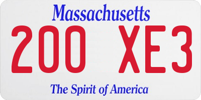 MA license plate 200XE3
