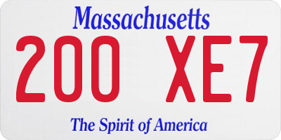 MA license plate 200XE7