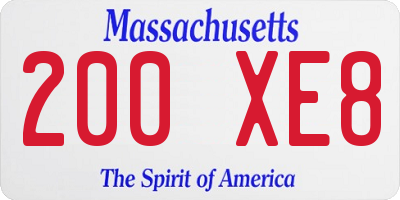 MA license plate 200XE8