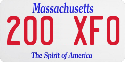 MA license plate 200XF0