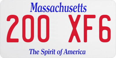 MA license plate 200XF6