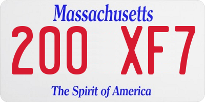 MA license plate 200XF7