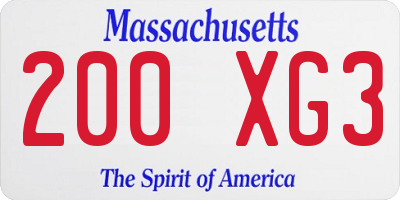 MA license plate 200XG3