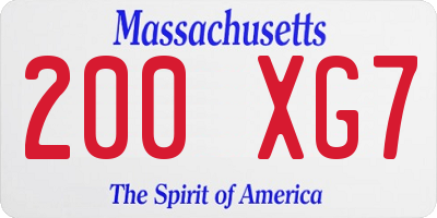 MA license plate 200XG7