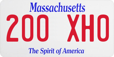 MA license plate 200XH0