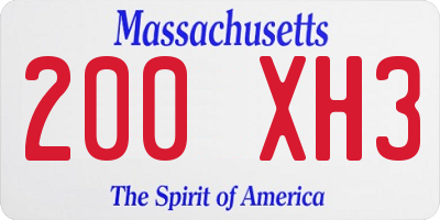 MA license plate 200XH3