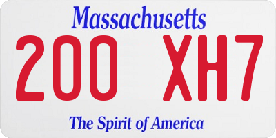 MA license plate 200XH7