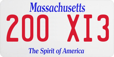 MA license plate 200XI3
