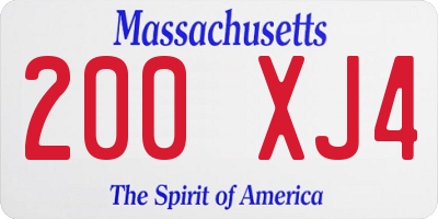 MA license plate 200XJ4