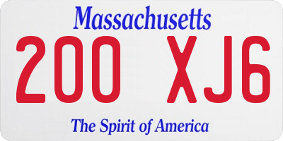 MA license plate 200XJ6