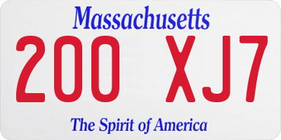 MA license plate 200XJ7