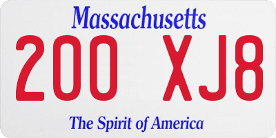 MA license plate 200XJ8