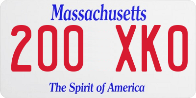 MA license plate 200XK0