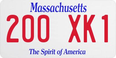 MA license plate 200XK1