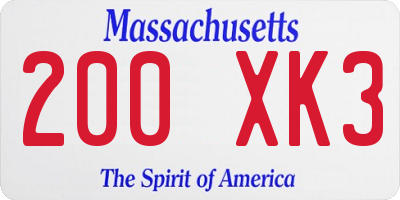 MA license plate 200XK3