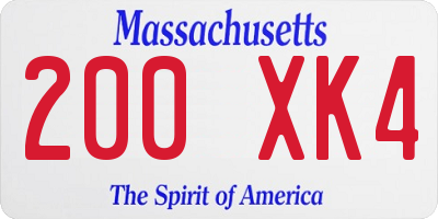 MA license plate 200XK4