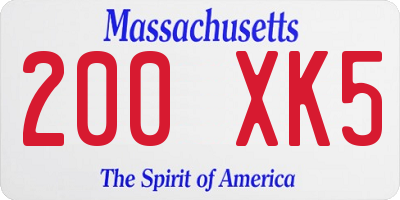 MA license plate 200XK5