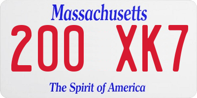 MA license plate 200XK7