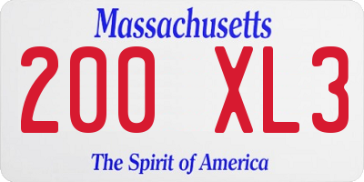 MA license plate 200XL3