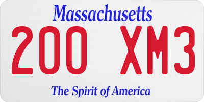 MA license plate 200XM3