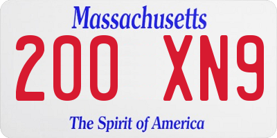 MA license plate 200XN9