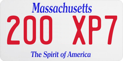 MA license plate 200XP7