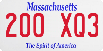 MA license plate 200XQ3