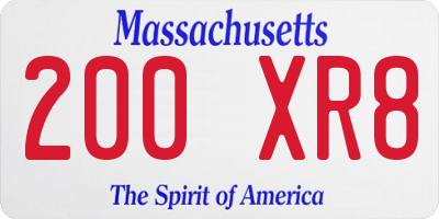 MA license plate 200XR8