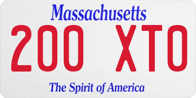 MA license plate 200XT0