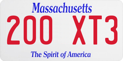 MA license plate 200XT3