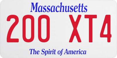 MA license plate 200XT4