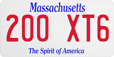 MA license plate 200XT6
