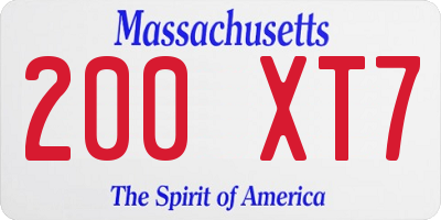 MA license plate 200XT7