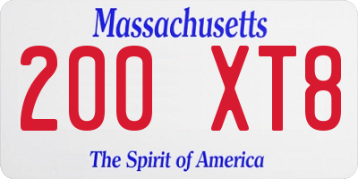 MA license plate 200XT8