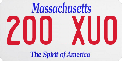 MA license plate 200XU0