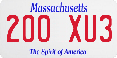 MA license plate 200XU3