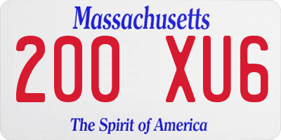 MA license plate 200XU6