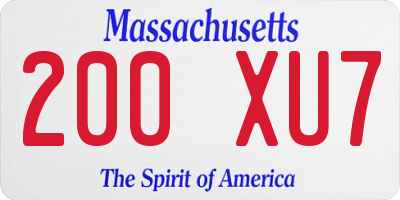 MA license plate 200XU7