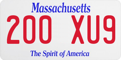 MA license plate 200XU9