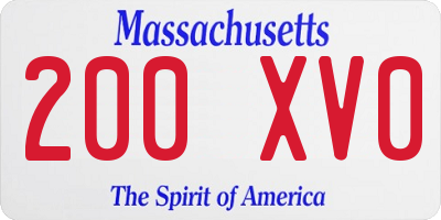MA license plate 200XV0